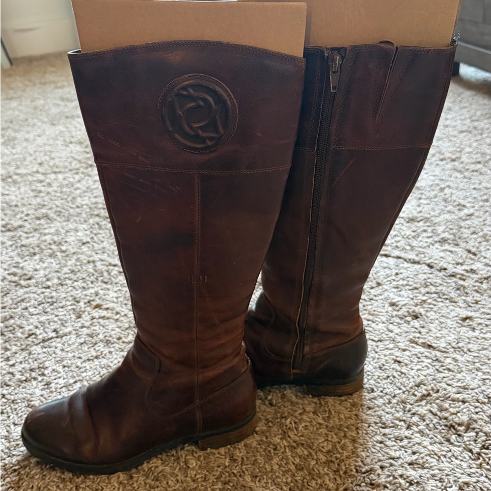 Women's Tall Leather Riding Boots - Brown